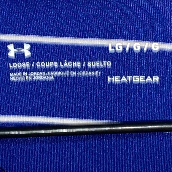 UNDER ARMOUR LOOSE HEATGEAR MENS LG Blue and Black Performance Polo Shirt. CLEAN - Picture 3 of 10